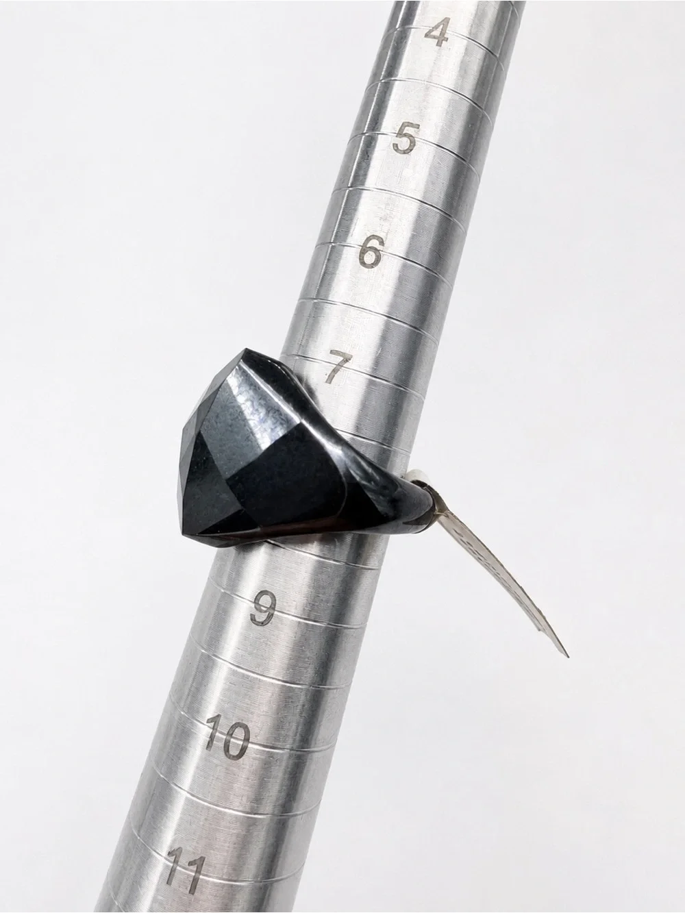 Hematite Faceted Ring Statement 8 Cocktail Checkerboard Natural 21g Large Carved